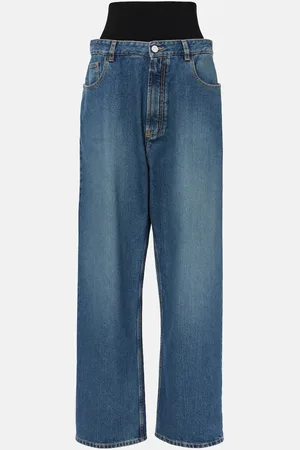 Alaïa AlaÃ¯a High-rise jersey-trimmed straight jeans