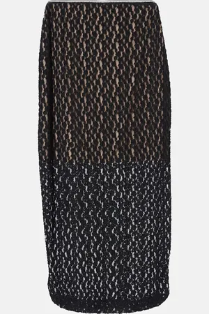 Vince Floral sheer smocked lace midi skirt