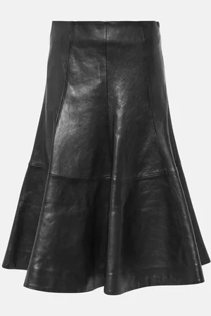 Khaite The Lennox leather midi skirt