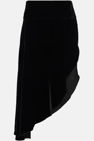 Alaïa AlaÃ¯a Asymmetric velvet midi skirt