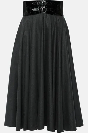 Alaïa AlaÃ¯a Belted high-rise virgin wool midi skirt