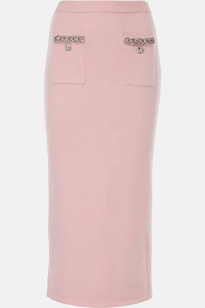 Self-Portrait Embellished knitted midi skirt