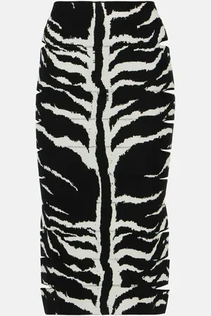Alaïa AlaÃ¯a Zebra-printed high-rise midi skirt