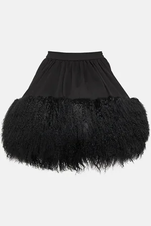 DAVID KOMA Jersey and shearling miniskirt