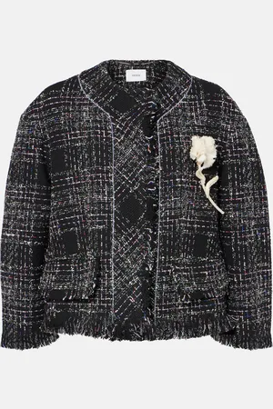 Erdem Cropped cotton-blend tweed jacket