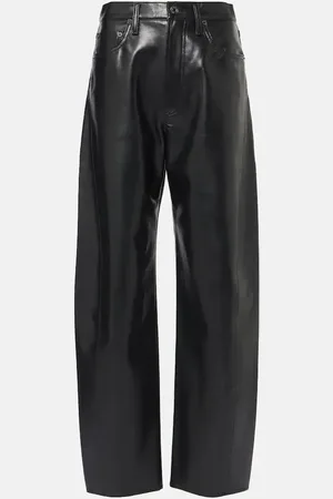 AGOLDE Luna high-rise leather-blend barrel-leg jeans