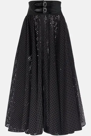 Alaïa AlaÃ¯a Cotton-blend midi skirt