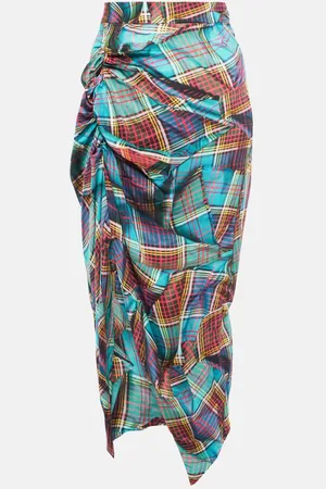 Vivienne Westwood Panther tartan gathered midi skirt