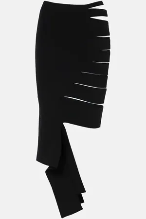 MUGLER Asymmetric cutout midi skirt