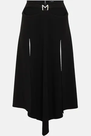 MUGLER Logo asymmetric midi skirt