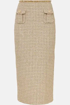Self-Portrait Embelished bouclÃ© midi skirt