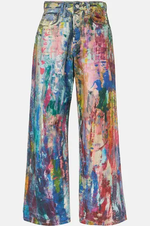 Acne Studios 1981F printed low-rise wide-leg jeans