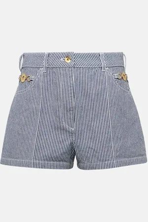 Patou Striped high-rise denim shorts