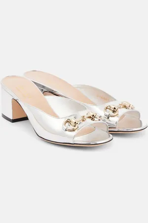 Gucci Lady Horsebit metallic leather mules