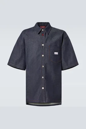 Gucci Web denim bowling shirt