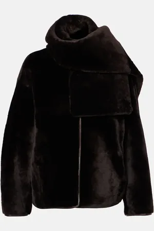 Nour Hammour Lyra scarf-detail shearling jacket