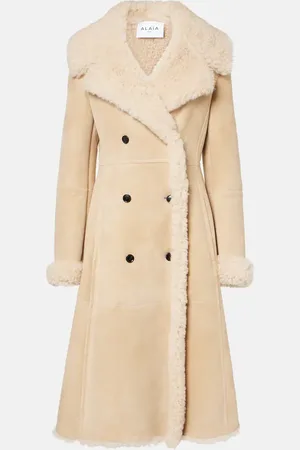 Alaïa AlaÃ¯a Shearling-trimmed suede coat
