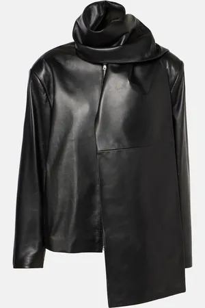 Nour Hammour Layla scarf-detail leather jacket