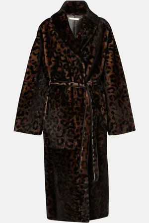 Nour Hammour Imani leopard-print shearling wrap coat