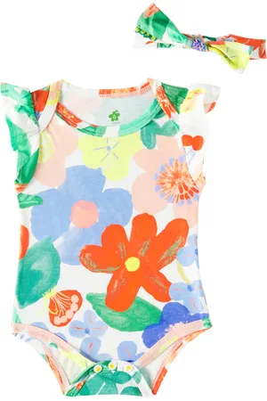 FÁBULA FÃ¡bula Baby floral cotton bodysuit and headband set