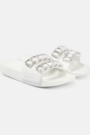 Jimmy Choo Fitz Crystal embellished leather slides