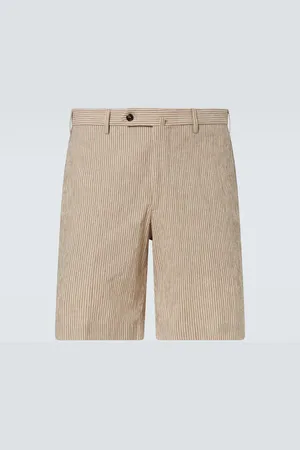 SLOWEAR Striped cotton and linen shorts