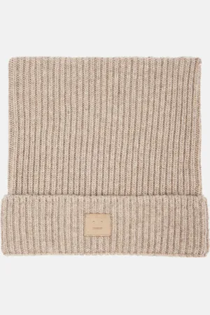 Acne Studios Face ribbed-knit wool-blend beanie
