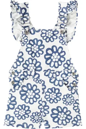 FÁBULA FÃ¡bula Ruffled floral denim overalls