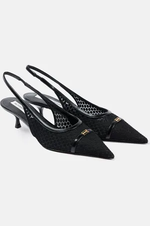 Victoria Beckham Leather-trimmed mesh slingback pumps