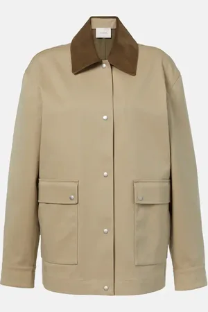 Vince Suede-trimmed cotton gabardine jacket