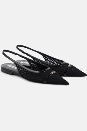 Victoria Beckham Leather-trimmed mesh slingback flats