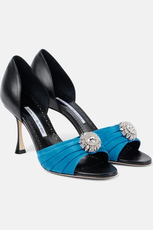 Manolo Blahnik Ansak 90 embellished suede mules