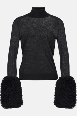 Alaïa AlaÃ¯a Faux fur-trimmed wool turtleneck top