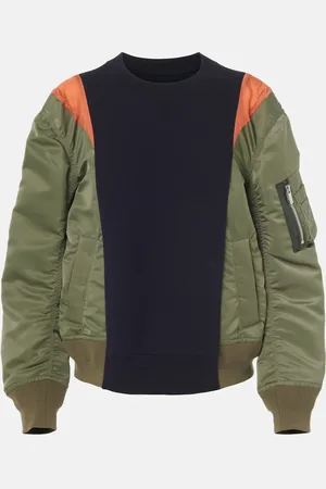 SACAI Paneled jersey and twill sweatshirt