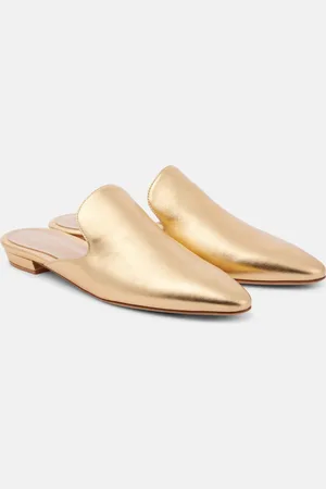 Gianvito Rossi Raja metallic leather mules