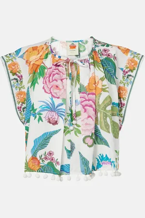 Farm Rio Sweet Bloom cropped cotton blouse