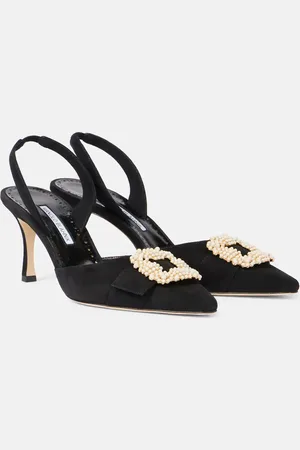 Manolo Blahnik Gibsli 70 embellished suede slingback pumps