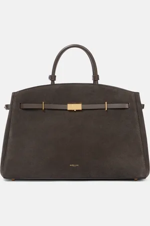 DeMellier Hudson leather-trimmed suede tote bag
