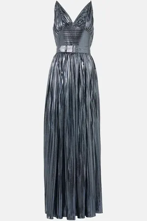 RODARTE Pleated belted lamÃ© gown