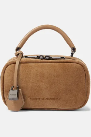 Brunello Cucinelli Foulard Mini leather-trimmed suede tote bag