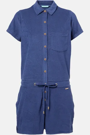 Melissa Odabash Border cotton-blend playsuit