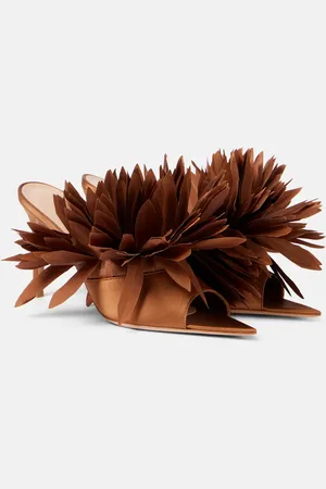 Gianvito Rossi Daniah 85 appliquÃ© crÃªpe satin mules