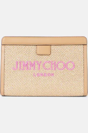 Jimmy Choo Avenue Small leather-trimmed pouch