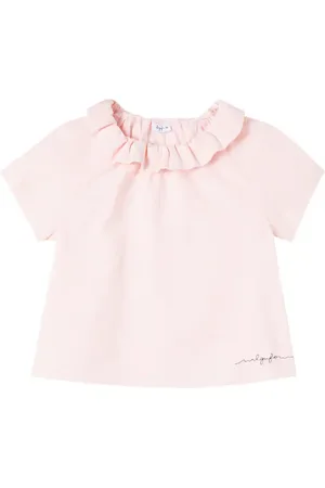 Il gufo Logo ruffled jersey top
