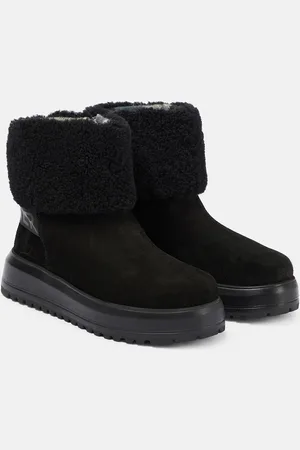 Bogner Shearling-trimmed suede ankle boots
