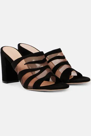 Gianvito Rossi Suede and mesh mules