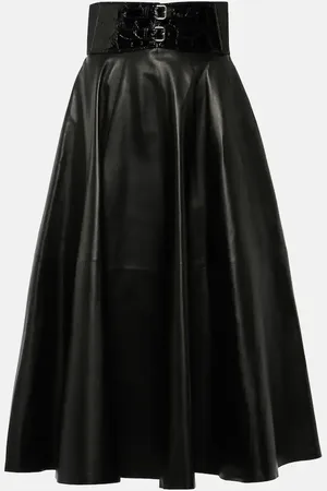 Alaïa AlaÃ¯a High-rise leather midi skirt
