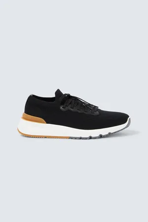 Brunello Cucinelli Leather-trimmed knit sneakers