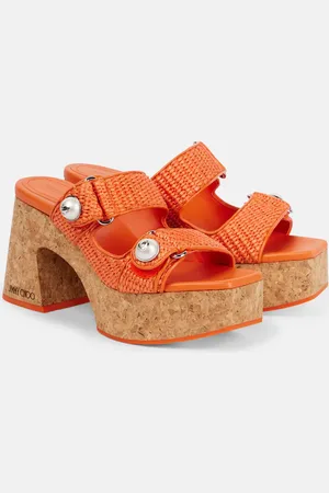 Jimmy Choo Fayence 95 raffia platform mules