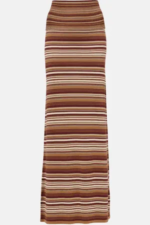 AYA MUSE Knitted striped silk-blend maxi skirt